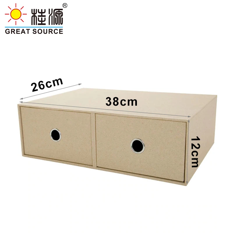 MQ2 Drawers Cabinet Cardboard Office Desk Top Organizer Home Storage One Layer Cabinet Beige Faux Linen Wood Paper(2PCS)