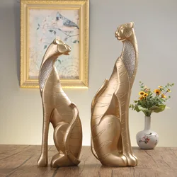 [HHT] Nordic Resin Animal Sculpture Double Tiger Leopard Statue Livingroom TV Cabinet Home Decorations Accessories Modern Crafts