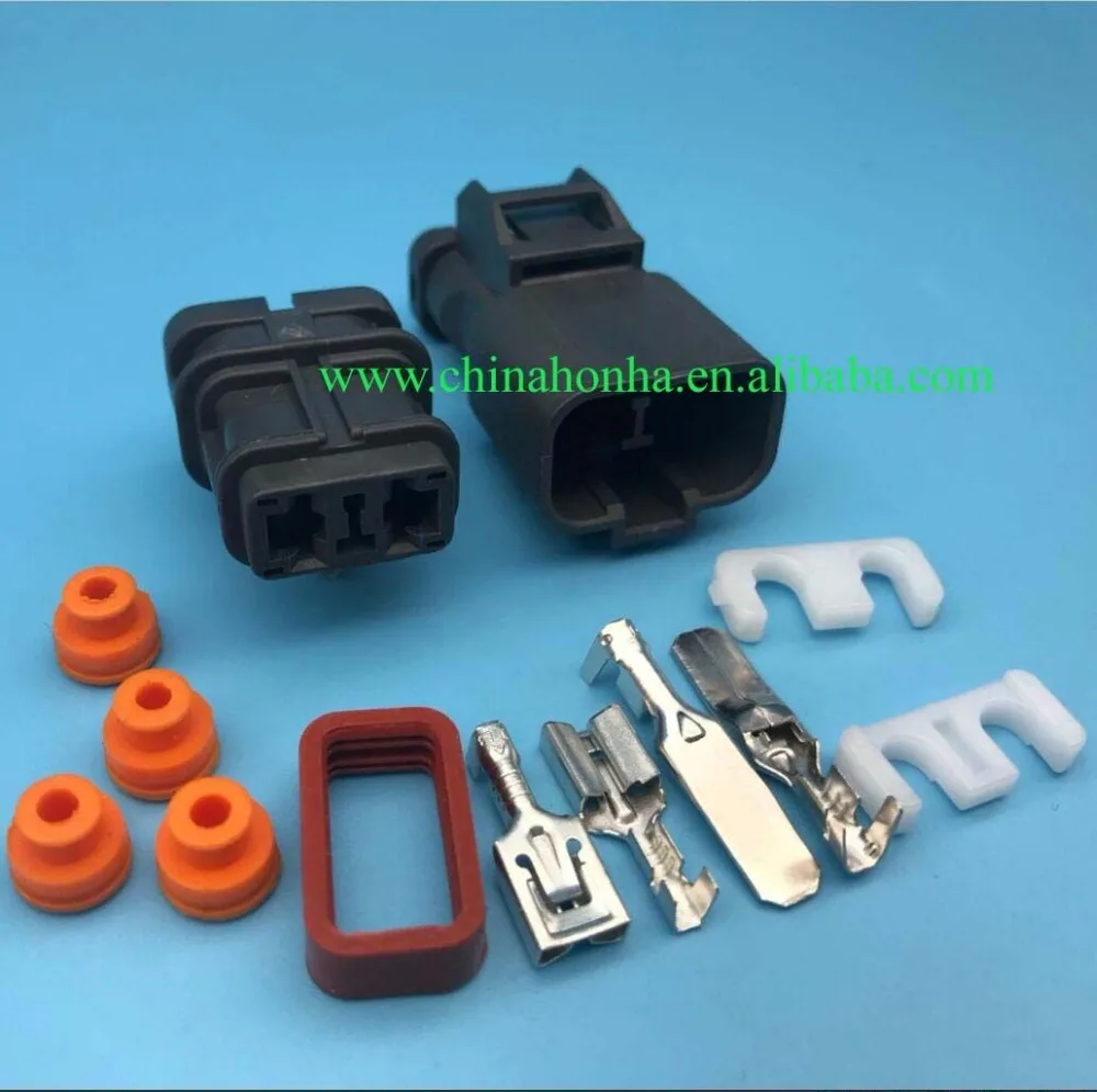 

10/20/50/100 pcs /lots kit 6.3mm auto 2 pin electrical plug female male cable pin header connector 7123-6423-30 7222-6423-30