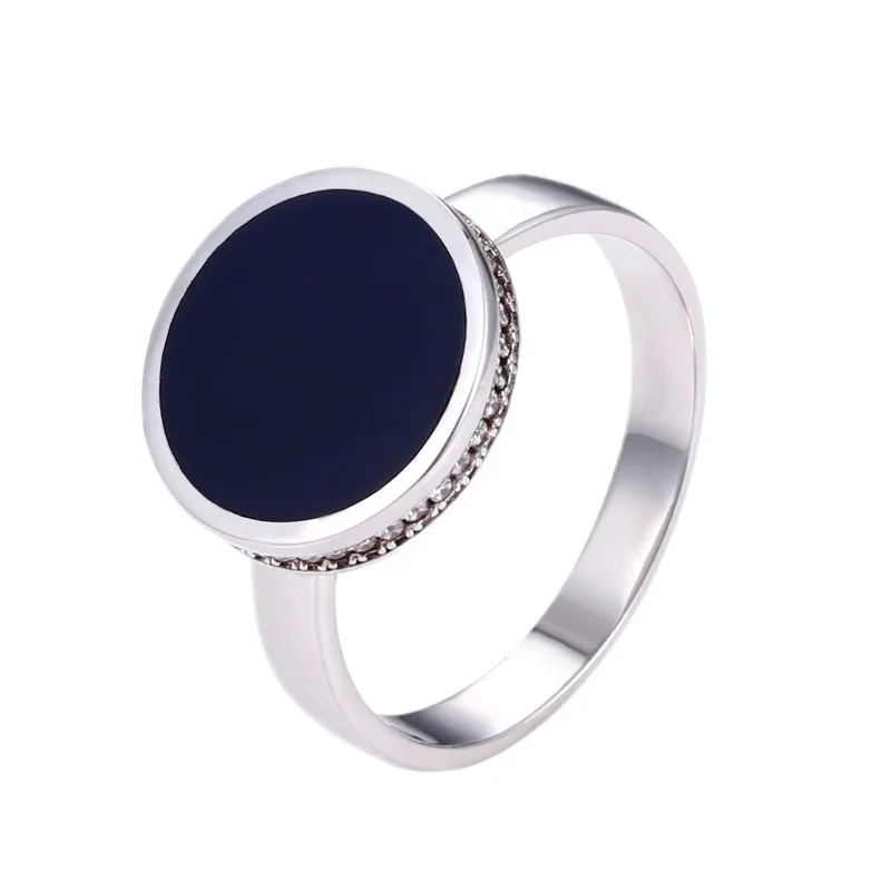 BOCAI New Real Solid S925 Sterling Silver Ring for Man Black Crystal Glue Classic Engagement Man Ring