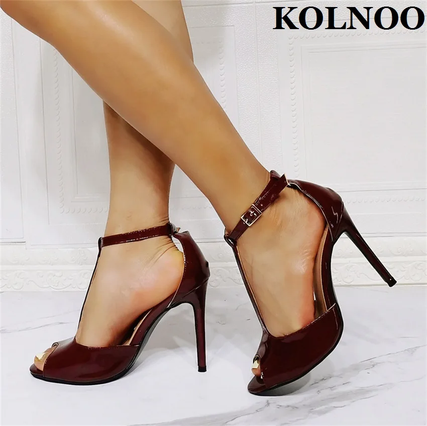 

Kolnoo Simple Style Ladies High Heels Sandals T-Strap Peep-Toe Daily Wear Party Prom Summer Shoes Evening Fashion D'orsay Shoes