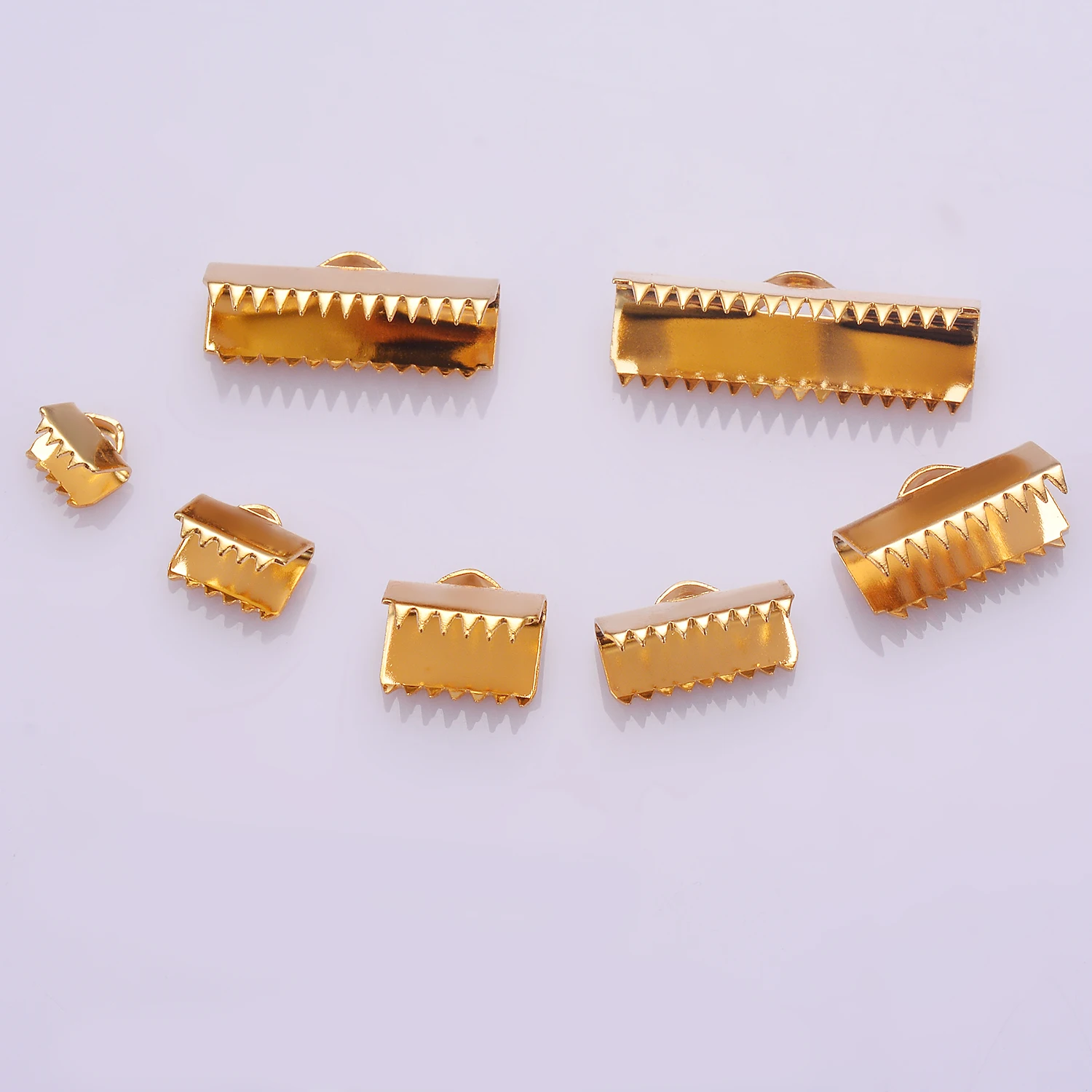 50 pcs Stainless Steel Crimp Ribbon and Cord Tips Ends Hypoallergenic,DIY Jewelry Makings of Fold Cord Tips, Not Fade