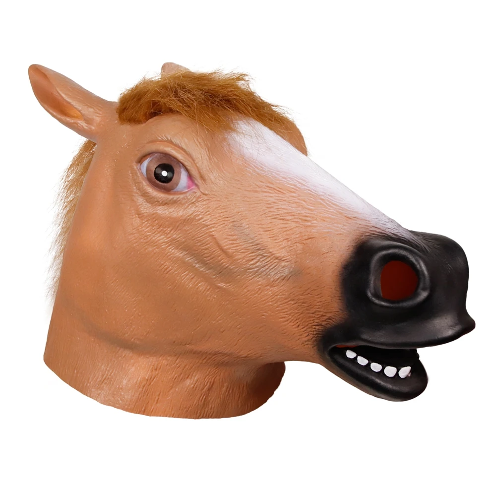 Molezu Brown Horse Mask Creepy Horse Head Mask Rubber Latex Animal Mask Novelty Halloween Costumes Mask mascara de latex