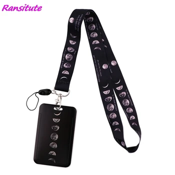 Ransitute r1855 eclipse lunar cordão cartão id titular chaveiro do carro cartão de identificação passagem ginásio telefone móvel crachá chaveiro titular jóias