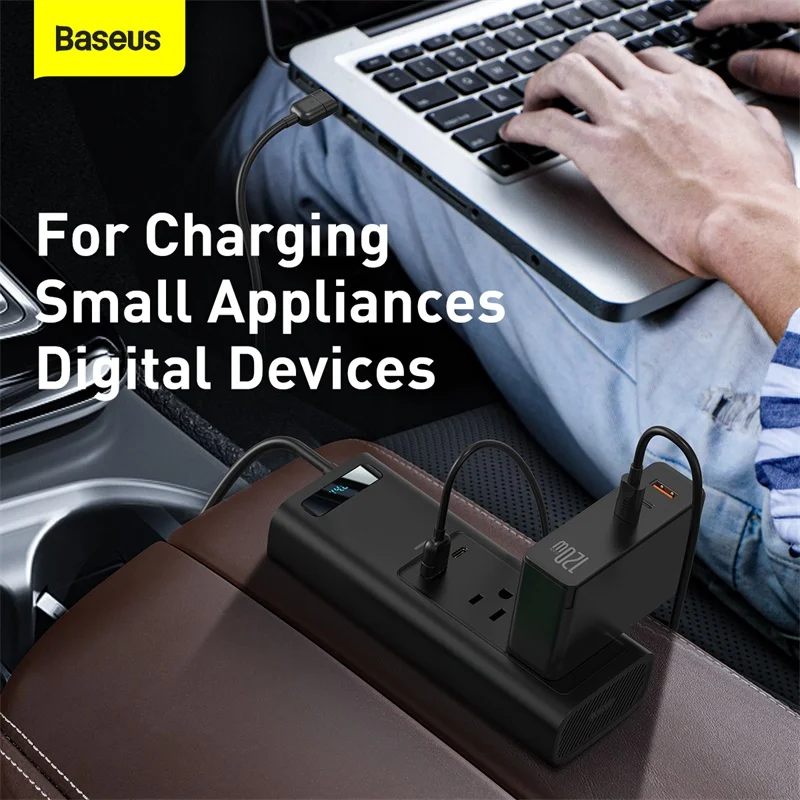 Baseus 220V Car Inverter DC 12V to AC 110V/220V 150W Converter Auto Power Adapter Type C USB Fast Charging Station Car Accessory