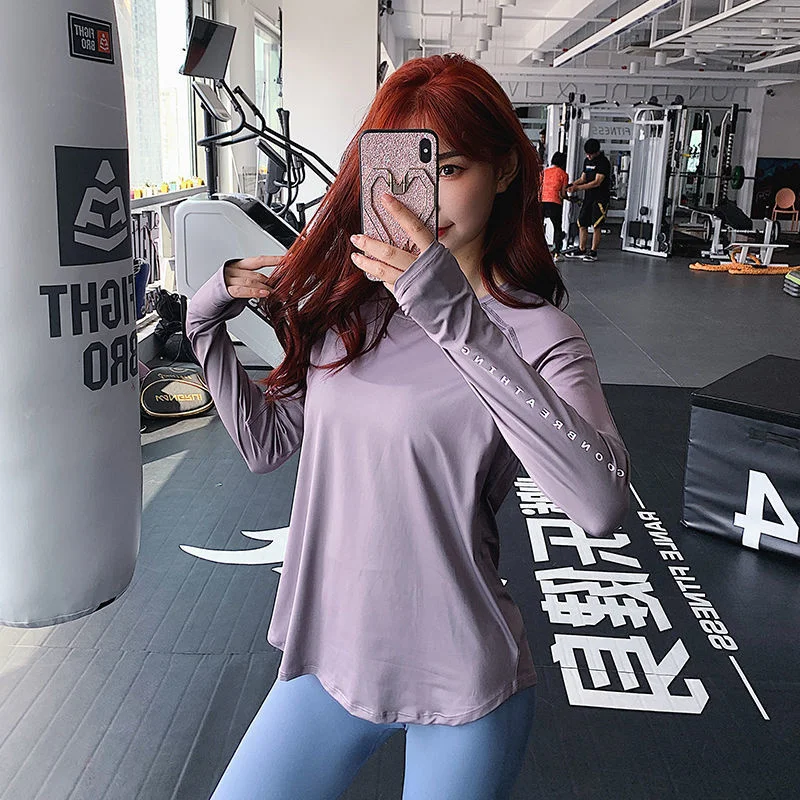 Yoga Crop Top Oversized Suit Long Sleeve T-shirt Women's Sports Net Red Fitness Autumn and Winter Quick Drying Mujer Camisetas