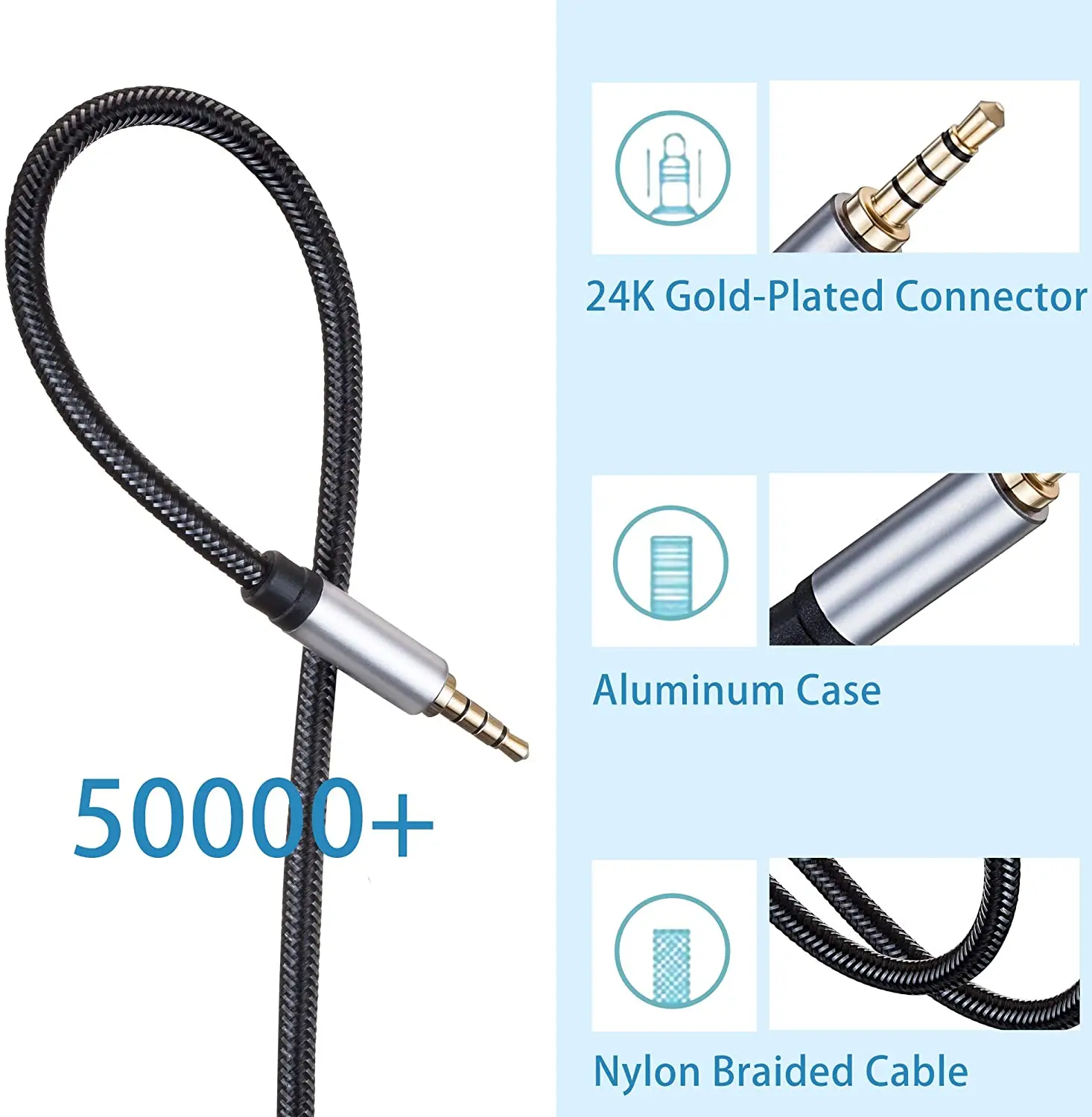 3.5mm AUX Cable Jack male to male Audio Cable 3.5mm Speaker Cable for Headphones Car for Xiaomi Redmi 5 plus Oneplus 5t AUX Cord