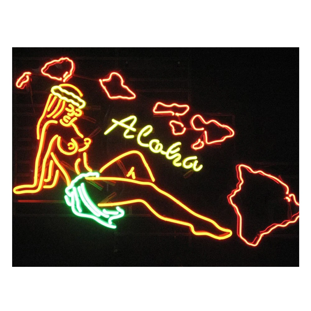 Sexy Girl Live Nude Lady Aloha Custom Handmade Real Glass Tube Bar Store Advertise Aesthetic Room Decor Display Neon Sign 24X20