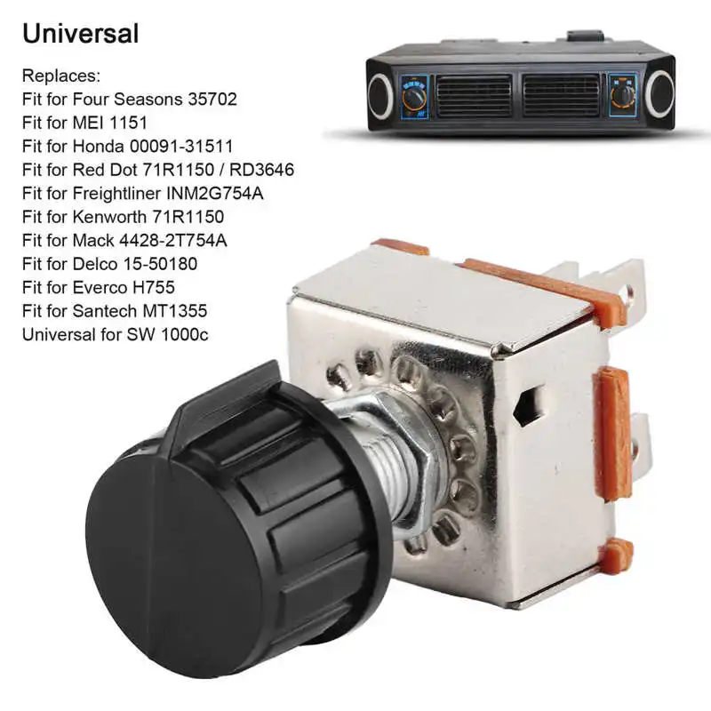 12V 25A Universal AC Blower Switch 3 Speed Air Conditioning Volume Control Rotating Blower Switch With Plastic Knob