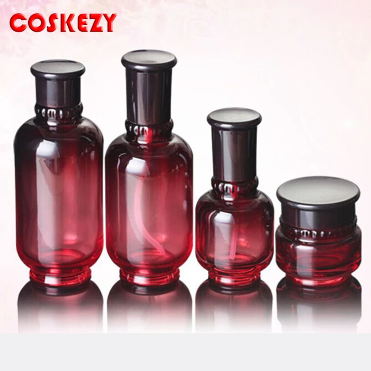 LGX22-180ml empty glass toner bottles with lid, luxury cream glass cosmetic bottles wholesale