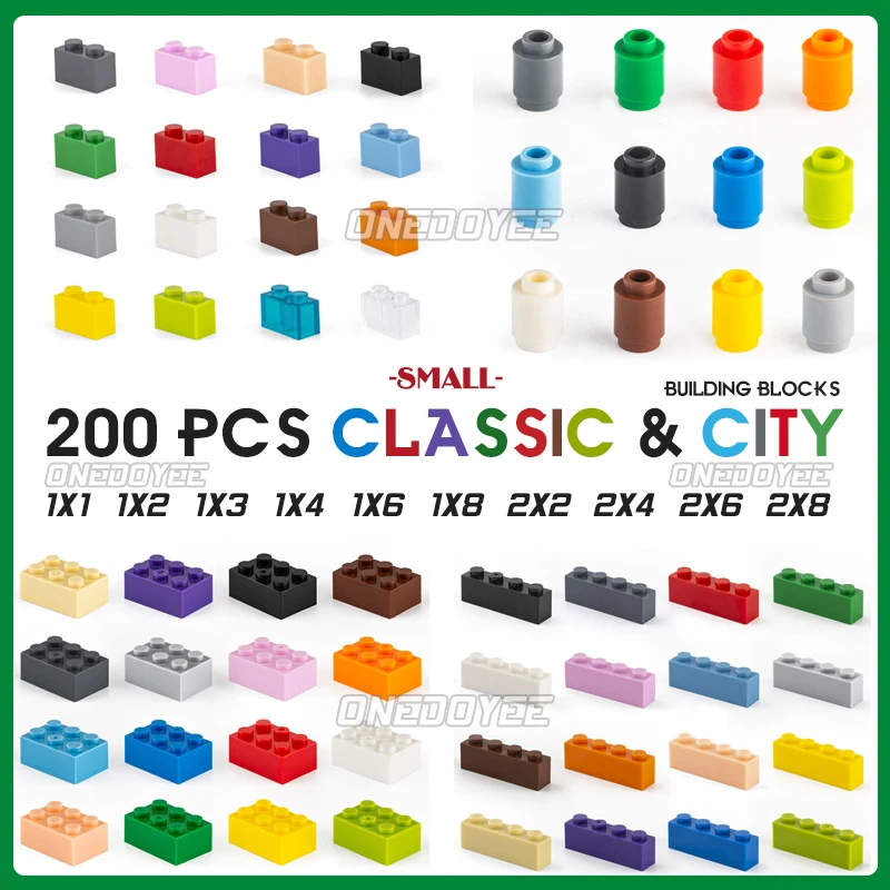 

1X1 2X2 4X4 8X8 Classic Building Blocks For Children Toys Kids DIY Colorful Small City Bulk Creative Bricks Model 100-200PCS