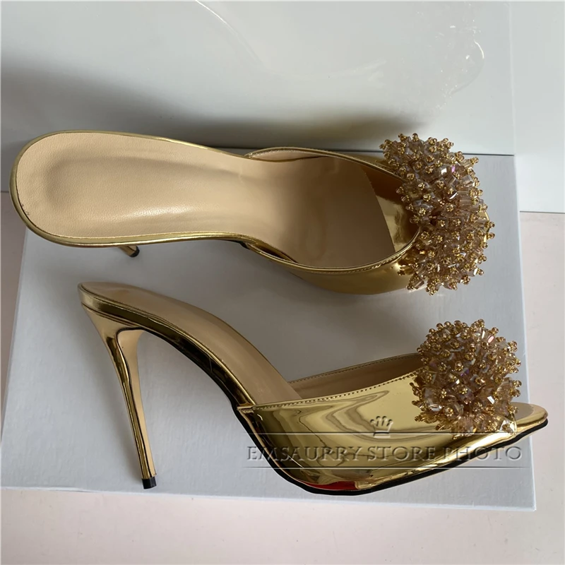 Beading Gypsophila Flower Runway Shoes Woman Stiletto Heel Peep Toe Real Leather Crystal Tassels Summer Sandals Women