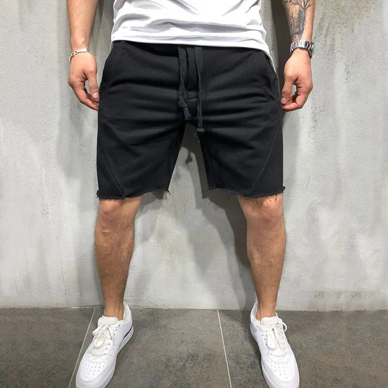 Quần Short Nam Phong Cách Hoang Đồng Màu Xé Quần Short Jogger, Tập Thể Dục Nam