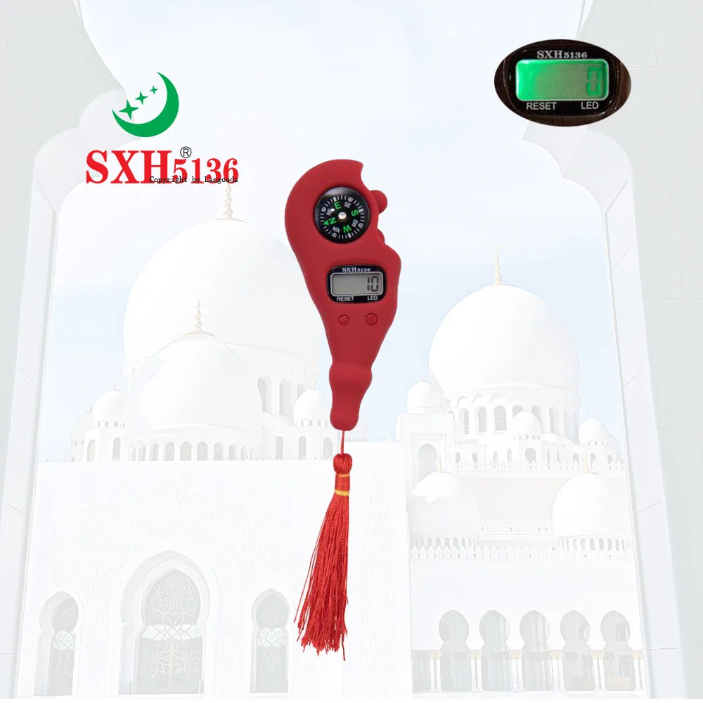 SXH5136 contatore di conteggio digitale di elettronica all\'ingrosso della fabbrica con bussola LED Tasbih rosario digitale perlina tinta unita