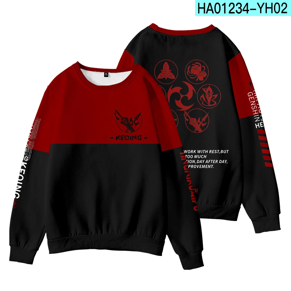 

3D Genshin Impact Round Collar Sweatshirts Fashion O-neck Game Hip Hop Tops Autumn Boys Girls Casual Streetwear Clothes