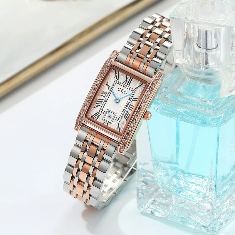 Rose Gold Watch for Women Luxury Stainless Steel Quartz Women Wristwatch Gift Best Selling 2021 Silver Simple Clock Waterproof