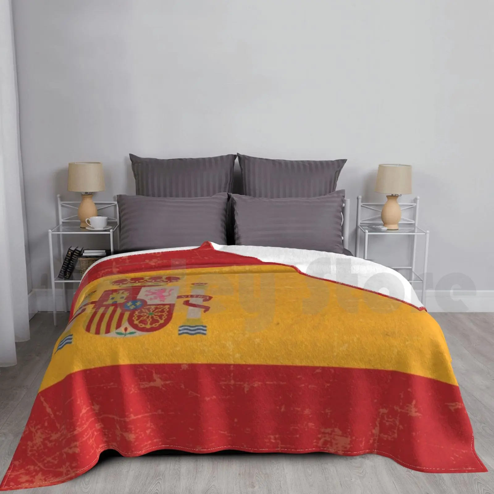 Old Scuffed Spain Flag Gift Idea Blanket For Sofa Bed Travel Spain Spanish Spanish Flag National Colours