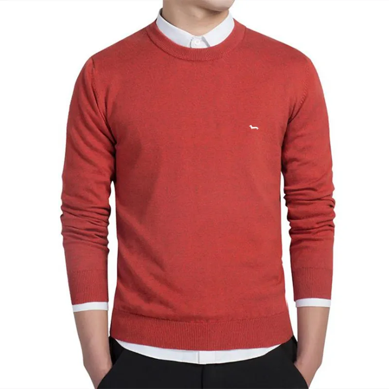 Jersey de manga larga con cuello redondo para hombre, Jersey de punto suave bordado, ropa de otoño e invierno