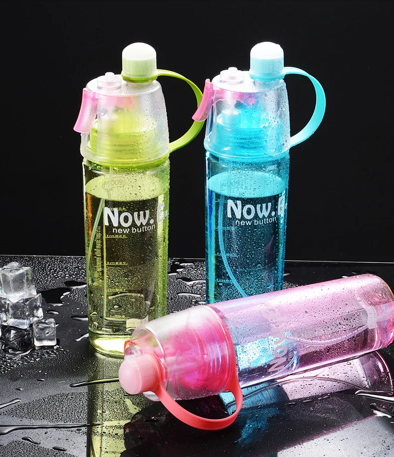 Newest Style Tea Bottle Large 600ML Design For Sport Safety PC Plastic Water Cup Girls School Gift Use Cooling Spray Outdoor