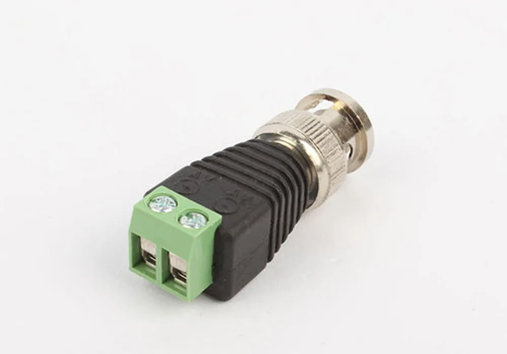 100Pcs Mini Coax CAT5 Male BNC Connector To Camera CCTV BNC Video Balun Connector Adapter