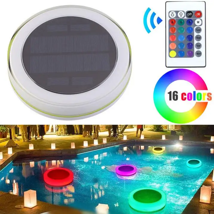 Solar LED RGB Swimming Pool Light Garden Party Bar Decoration 16 Color Changing IP68 Waterproof Pool Pond Floating Lamp