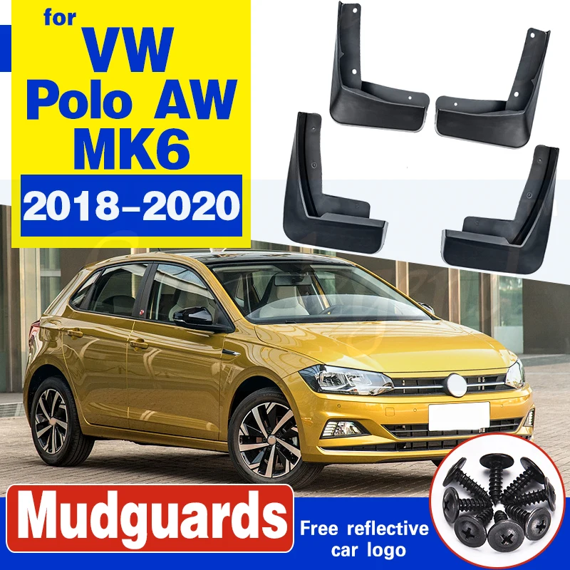 4 PCS for Volkswagen VW Polo MK6 AW 2018 2019 2020 Car Mudflaps Fender Mud Flaps Guard Splash Flap Mudguards Accessories