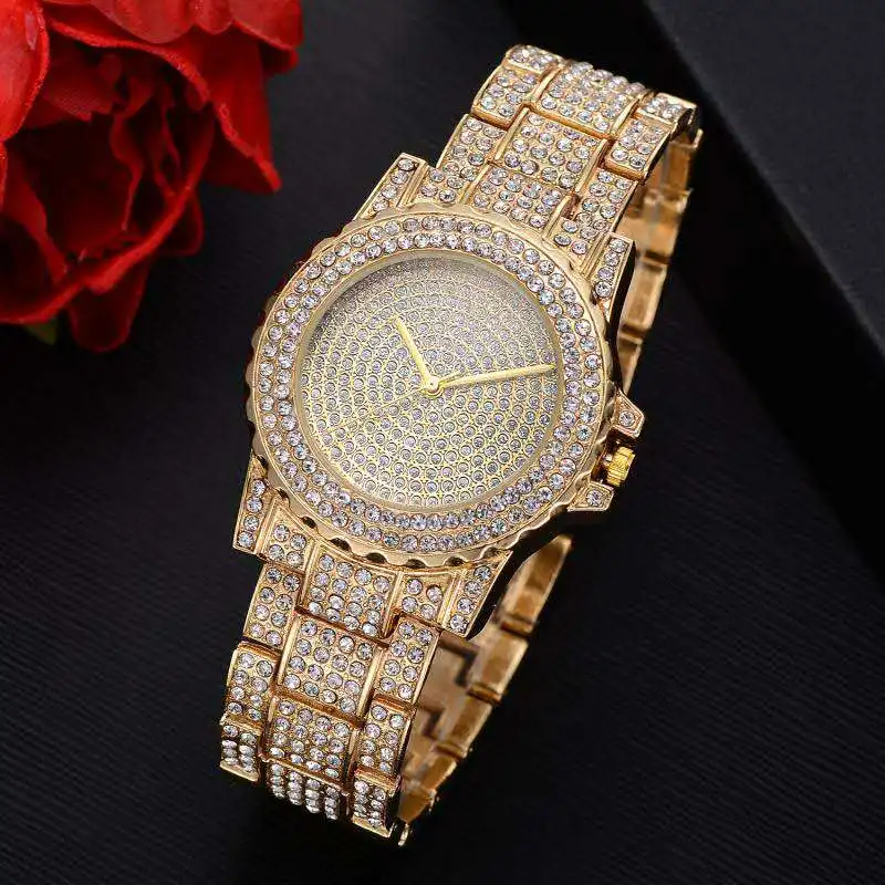 Iced Out Watches Luxury Date Quartz Wrist Mens Watches With Micropave CZ Stainless Steel Watch For Women Men Hip Hop Jewelry