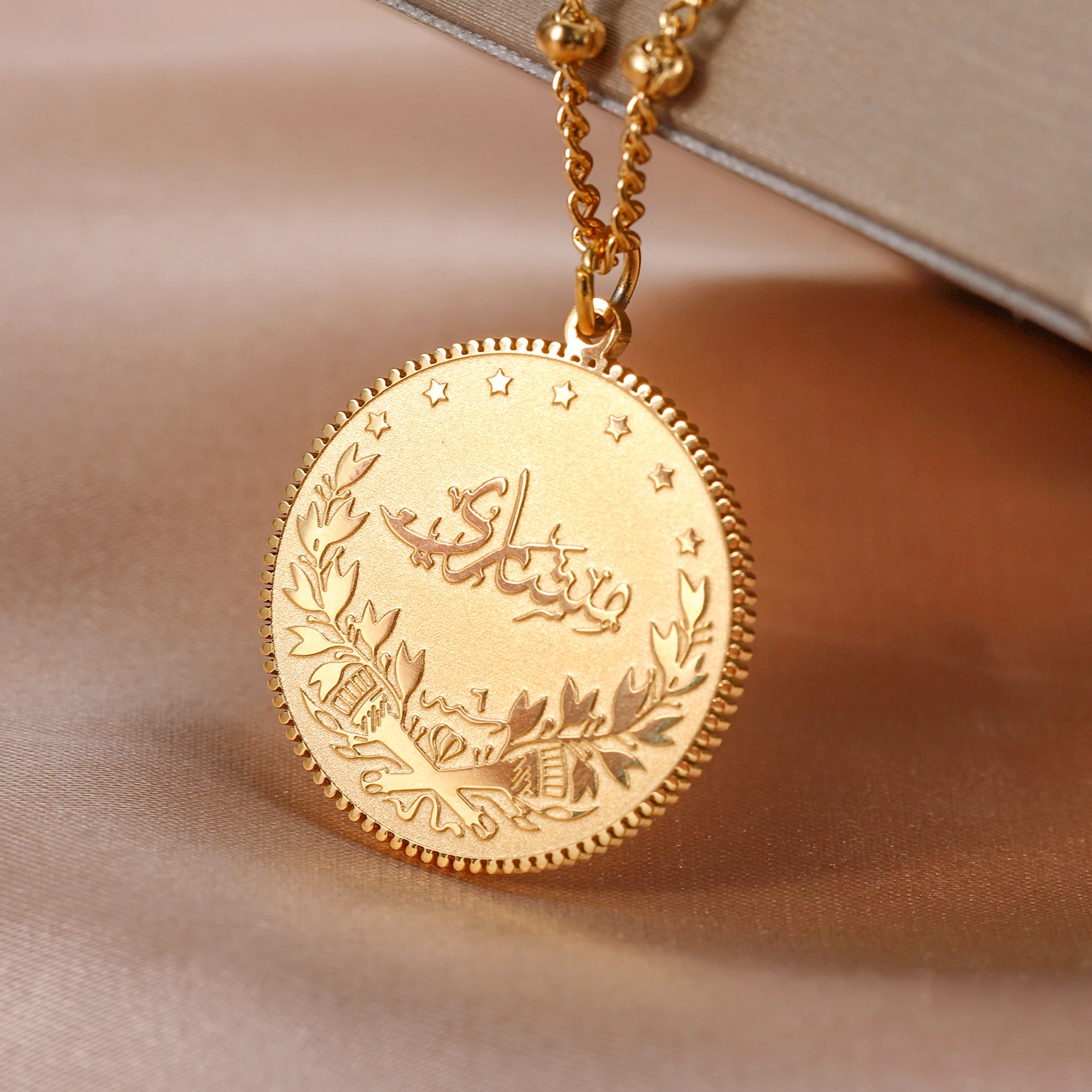 Turkey Arab Coin Islam Allah Muslim Pendant For Women Necklace Custom Coin Jewelry Gifts Accept Drop Shipping