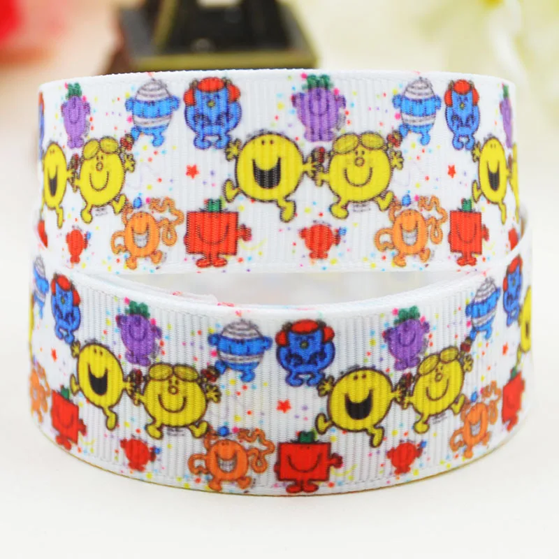 22mm 25mm 38mm 75mm Ruban satin the Mr. Men Cartoon Character printed Grosgrain Ribbon party decoration 10 Yards Mul076