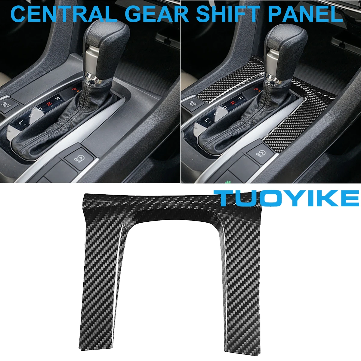 

LHD RHD Styling Real Carbon Fiber Console Central Gear Shifter Lever Trim Cover Panel Sticker For Honda CIVIC 10th 10x 2016-2020