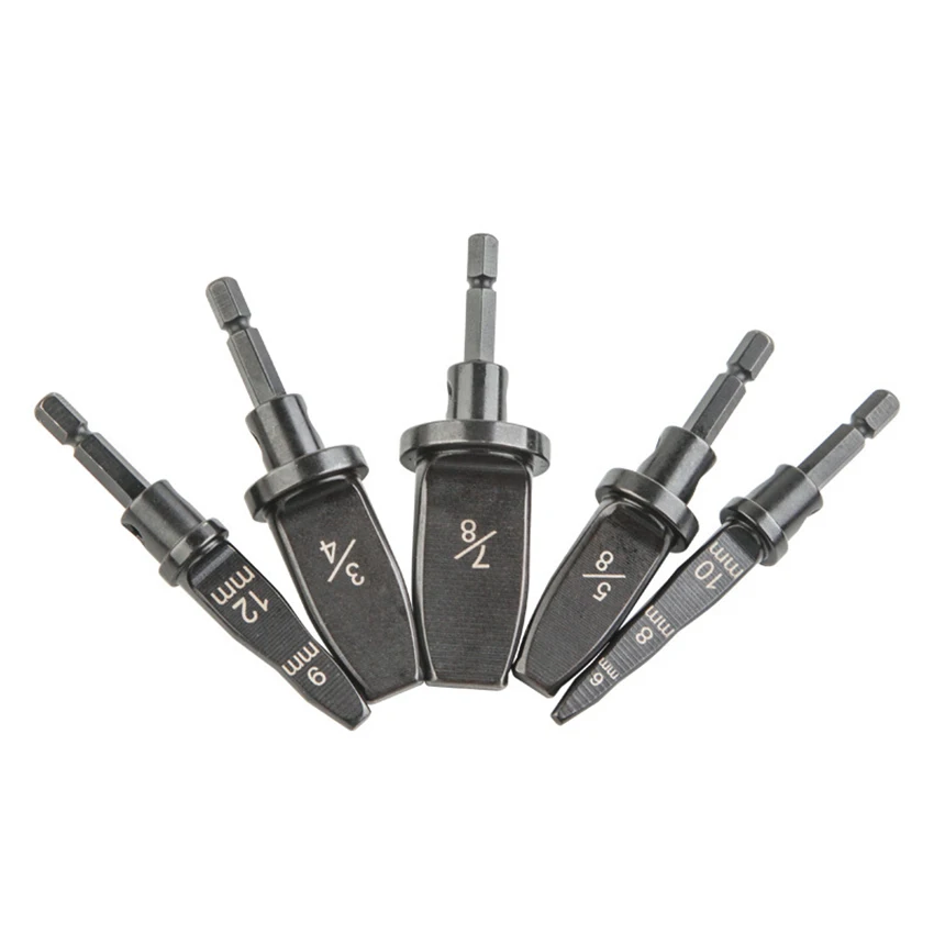 Expansor de tubería de 5 piezas, expansor de tubería métrico y pulgadas, mango Hexagonal, aire acondicionado, escariador de tubería de cobre, herramientas de reparación de electricista