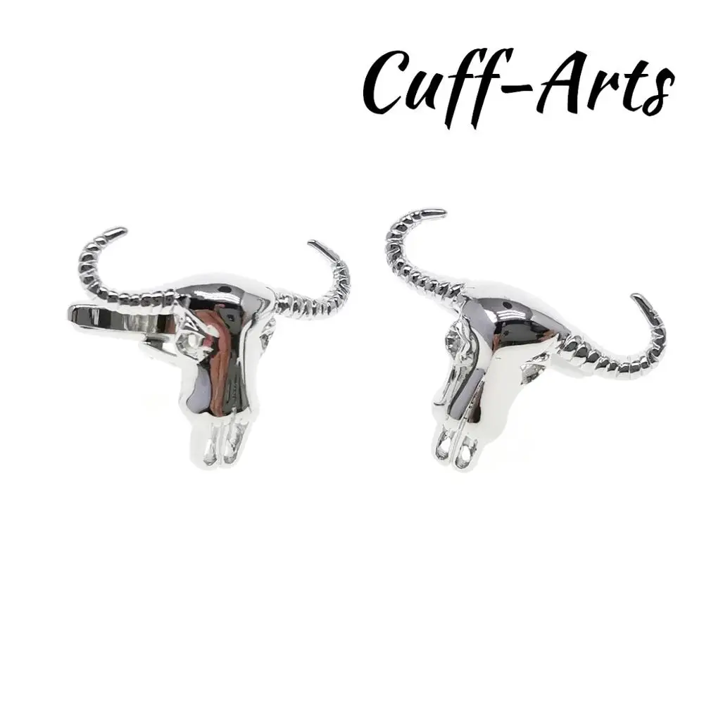 Bulls Head dengan Tanduk Sapi Manset Hadiah untuk Pria Gemelos Les Boutons De Manchette dengan Cuffarts C10604