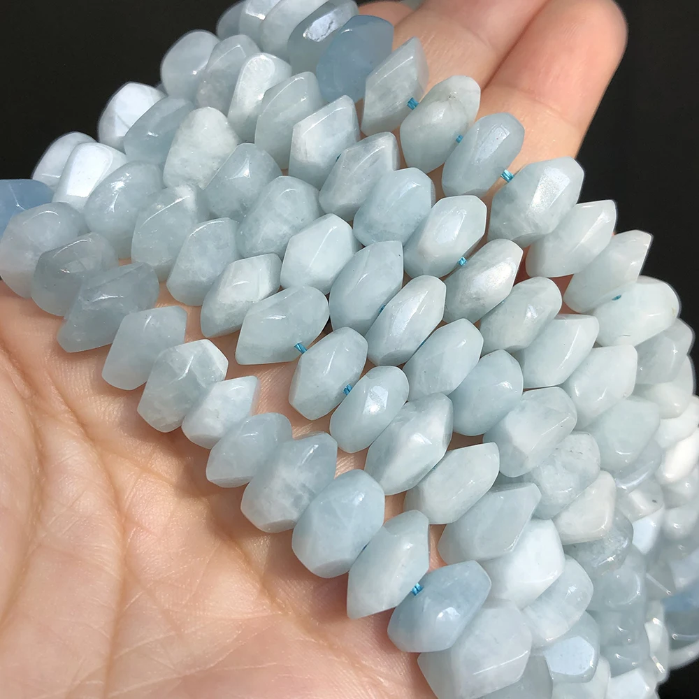 6x11mm Natural Blue Aquamarines Stone Beads Irregular Rhombus Loose Spacer Beads For Jewelry Making DIY Bracelet Accessories