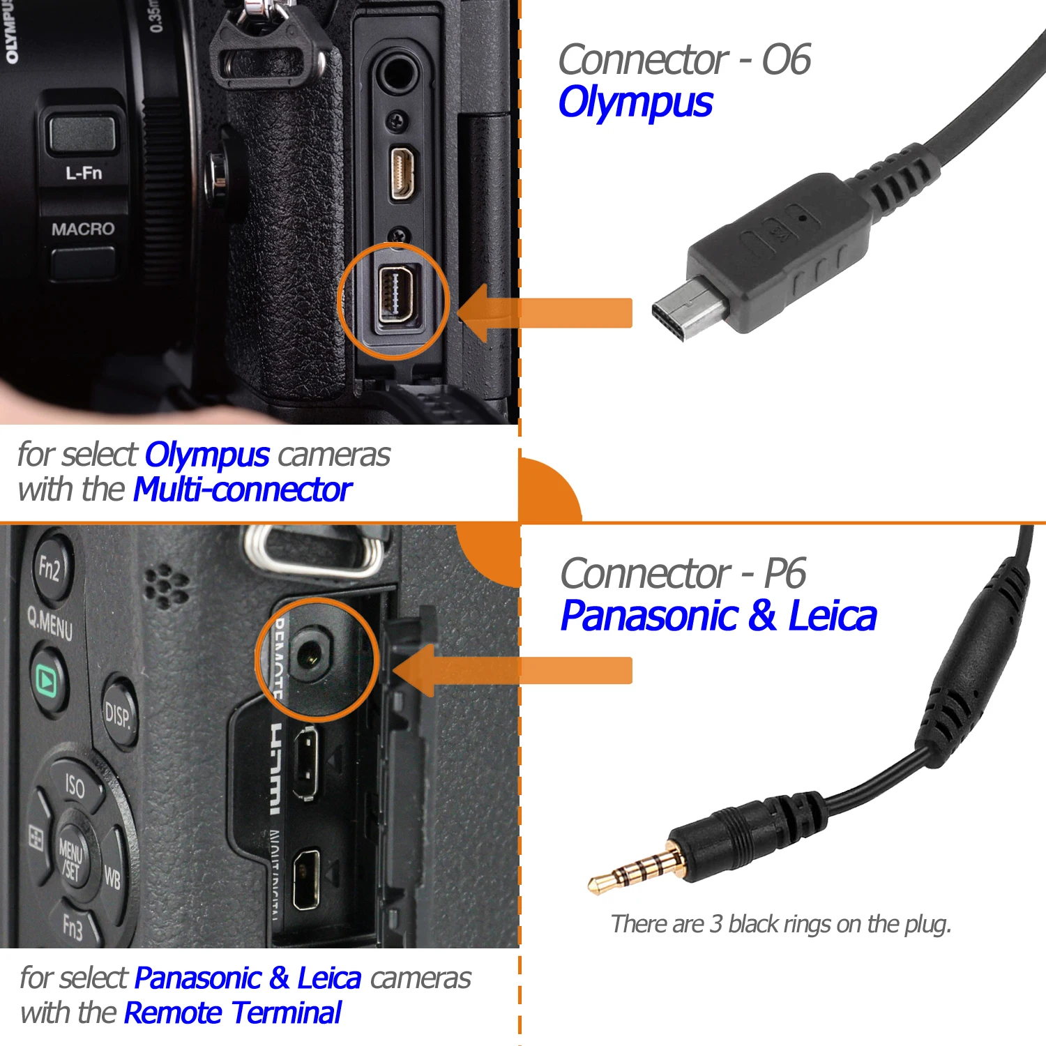 AODELAN 2.5mm Remote Shutter Release Cable for Cameras 2.5mm Sub-Mini Connections For Canon Nikon Sony Fujifilm Olympus Panasoni