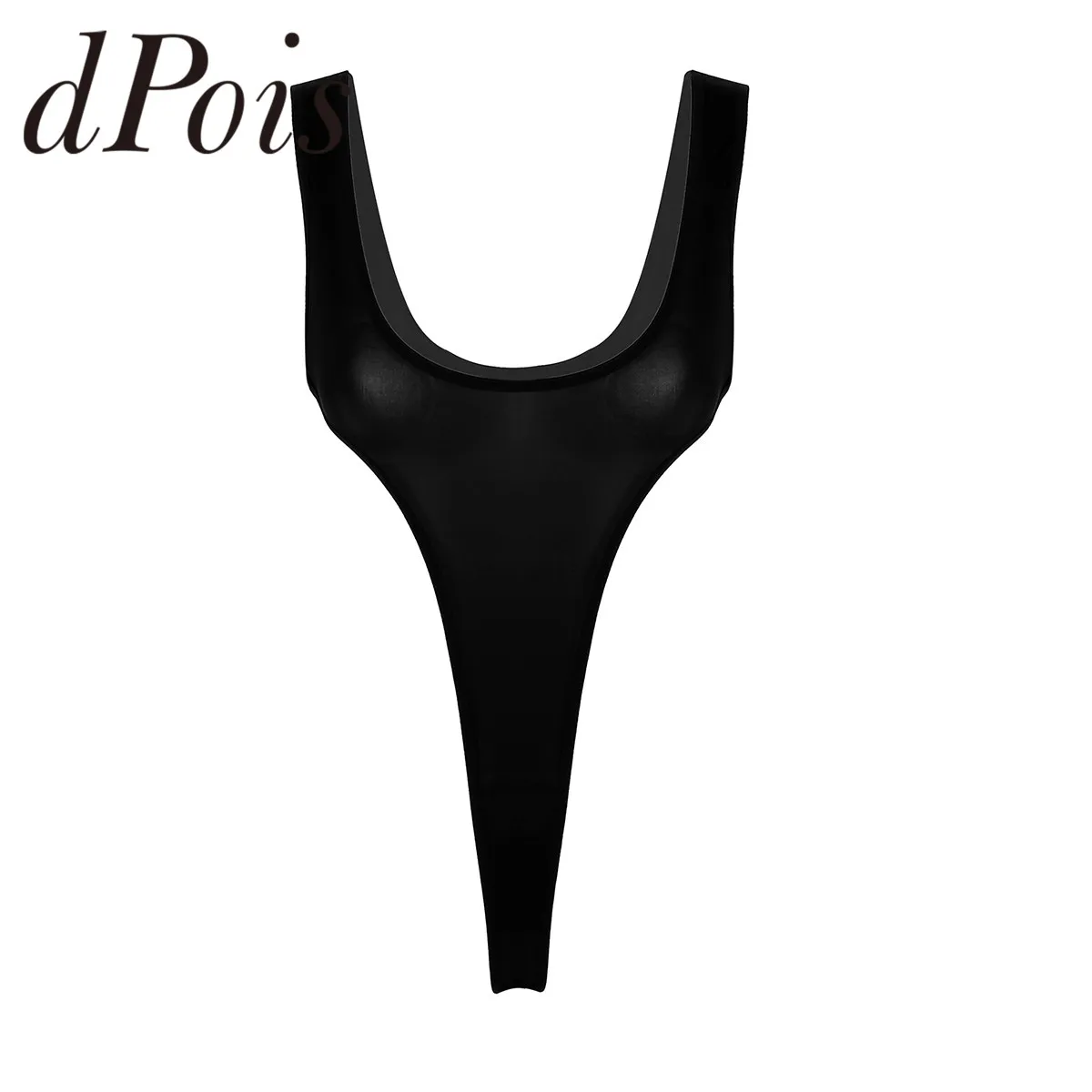 Sexy Women Bodysuit High Cut Thong Leotard Sleeveless One Piece Swimsuit Deep U See Through Lingerie Monokini Swimwear Nightwear