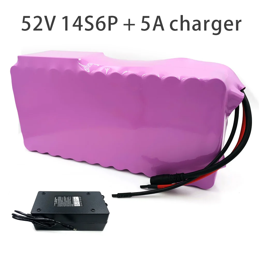 With 5A charger 21Ah 14S6P 52V 48V battery e-bike ebike electric bicycle Li-ion customizable 260x125x70mm