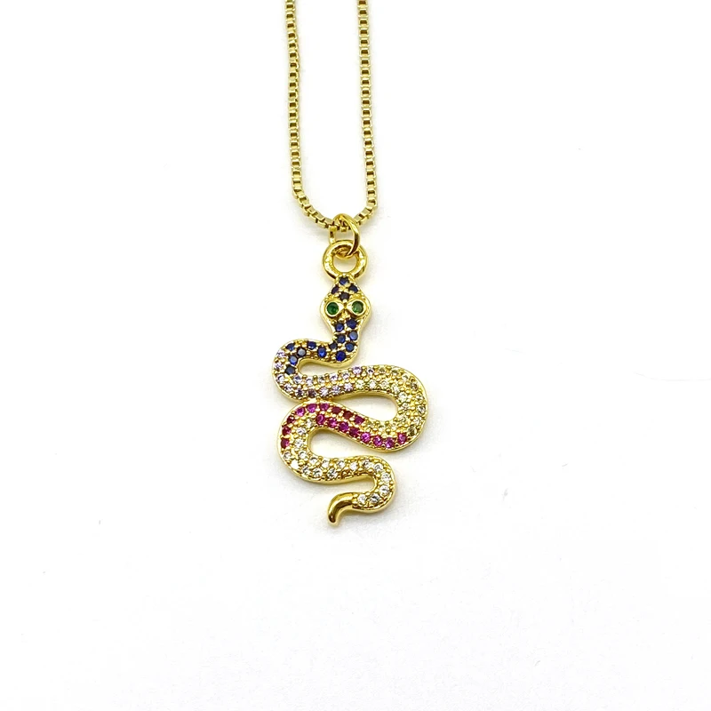 

5pcs/lot CZ Snake Model Pendants Box Chain Necklace