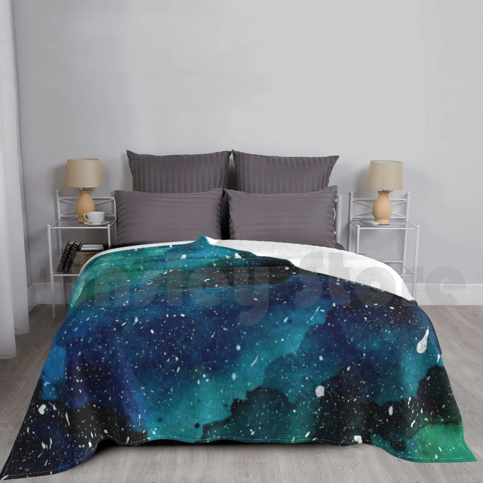 Emerald Galaxy Blanket For Sofa Bed Travel Emerald Green Galaxy Universe Stars Nature Beautiful Pretty Natural