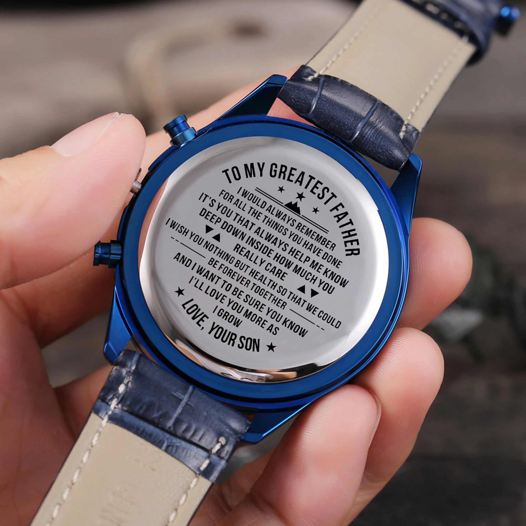 

To men to my dad my dad the best gift all wood carved Waterproof luxury watch