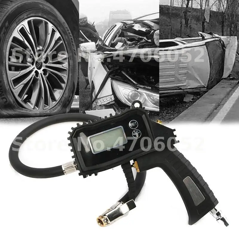 Car Digital Display Tire Pressure Gauge LED Light Air Pressure Gauge Inflatable Gun Center Air Release Valve Auto Repair Tools