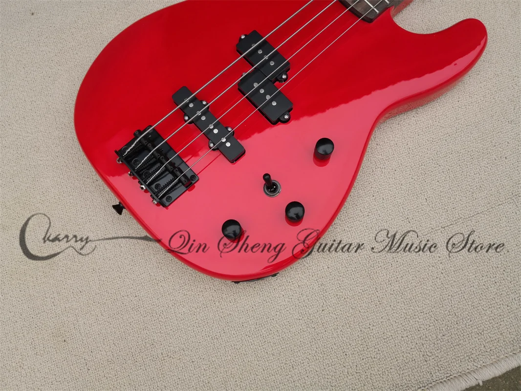 Order booking 4 strings electric bass guitar,prec bass,red basswood body,black neck blac head,free delivery