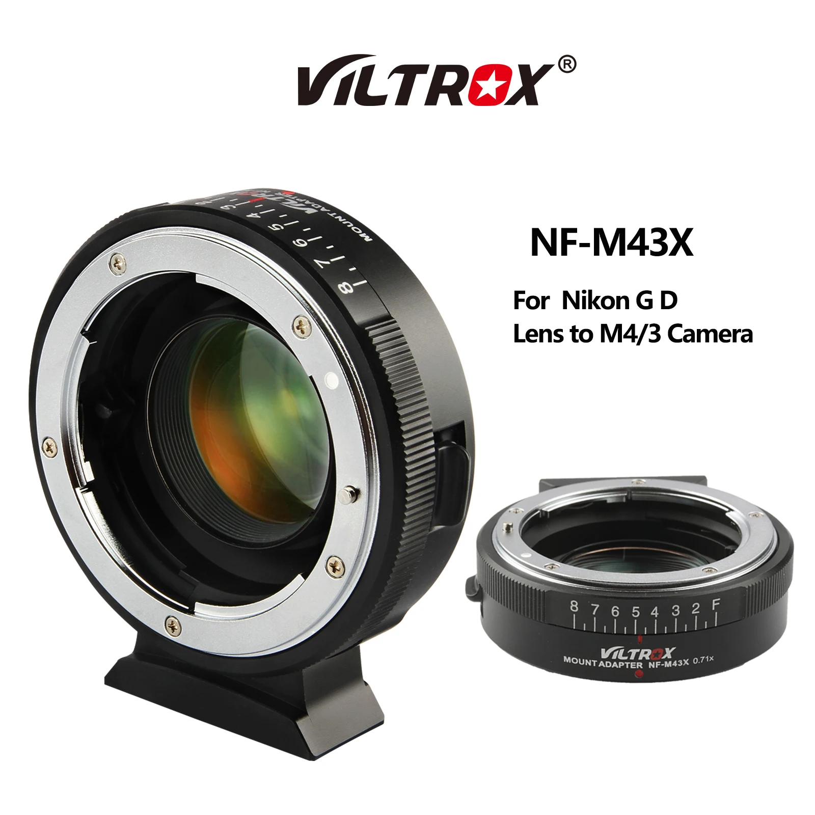 Viltrox NF-M43X Focal Reducer Speed Booster Lens Adapter Ring 0.71x Adapter Turbo For Nikon Lens to M4/3 Camera Panasonic Olympu