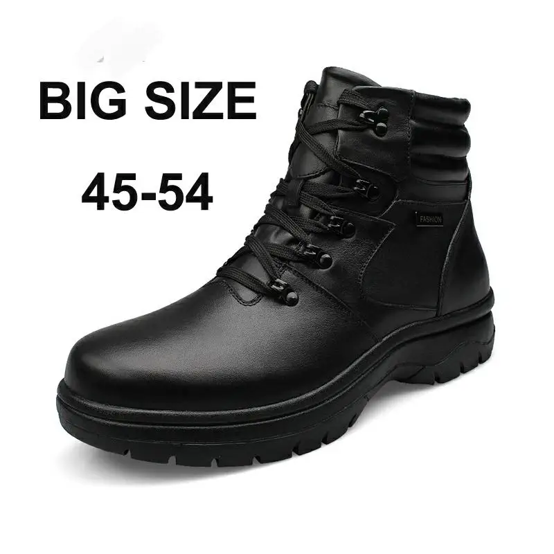 ZFTL Men's Snow Boots BIG SIZE Man Super SIZE Casual Boots Winter Warm Genuine Leather Basic Boots Tooling Cotton shoes Male2023