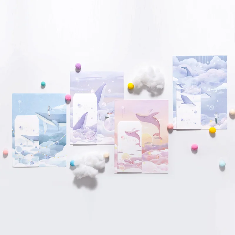 

Cosmic Whale Set 3 Envelope 6 Letters Writing Wedding Invitation School Supplies Romantic Beautiful Confession Letter Paper