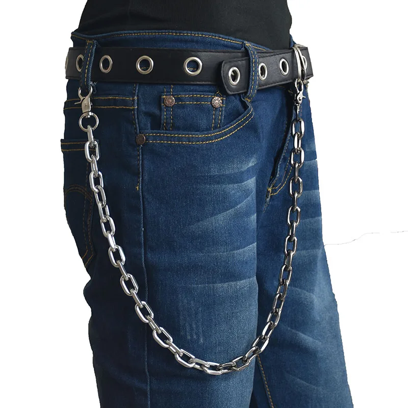 Fashion Punk Hip-hop Trendy Leather Belts Waist Chain Male Pants Chain Men women Jeans Silver Metal Clothing Accessories