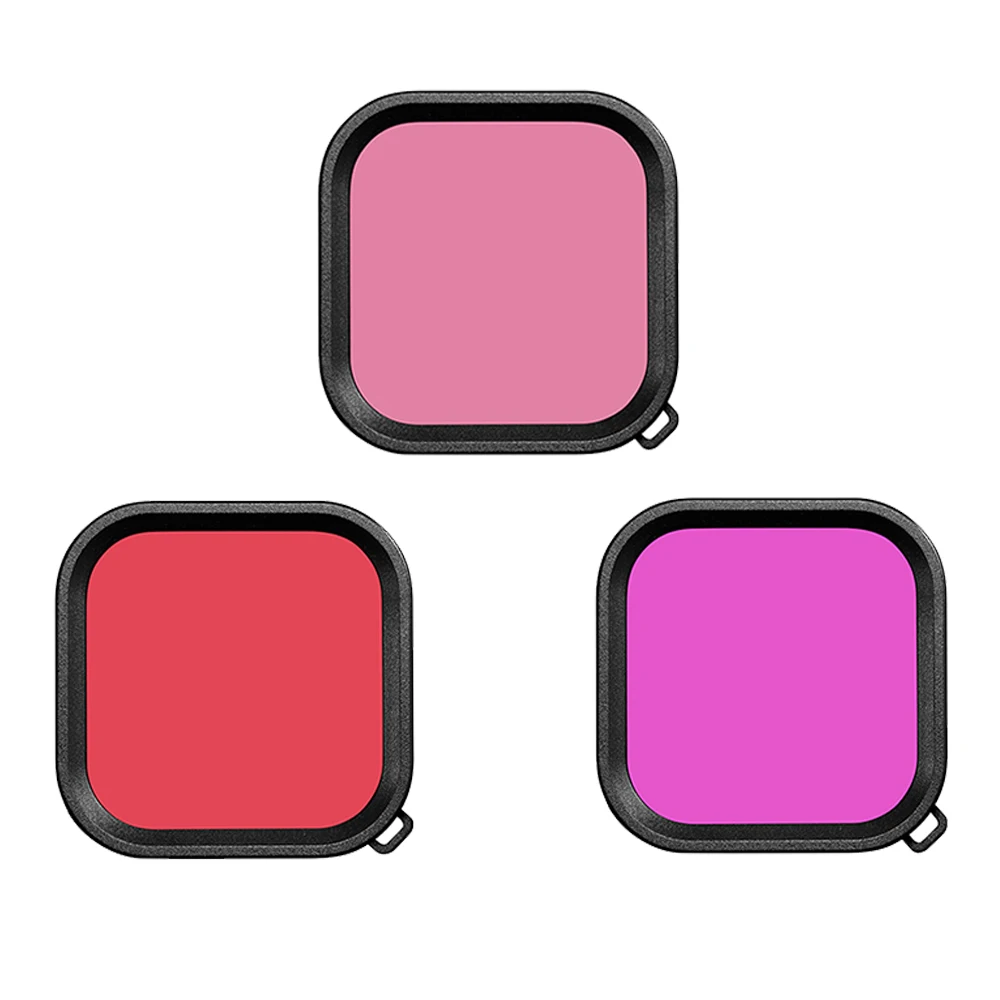Filtro de Mergulho Subaquático para Gopro, Estojo Impermeável, Filtores de Mergulho, Vermelho, Rosa, Roxo, 12, 11, 10, 9 Acessórios
