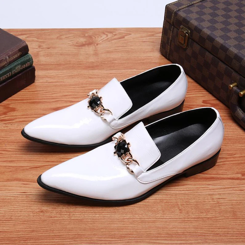 Spring and Autumn Crocodile lines Metal Shoes cap Man pointed end  Commercial affairs Banquet Marry Formal wear Leather shoes