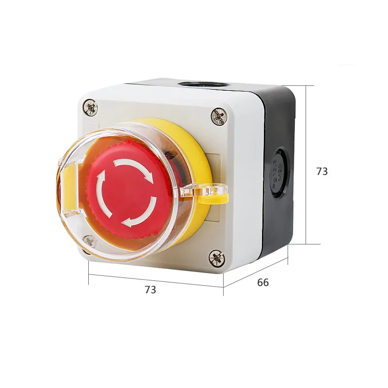 1PCS Plastic Shell Red Sign Push Button Switch DPST Mushroom Emergency Stop Button SwitchAC 660V 10A NO+NC LAY37-11ZS