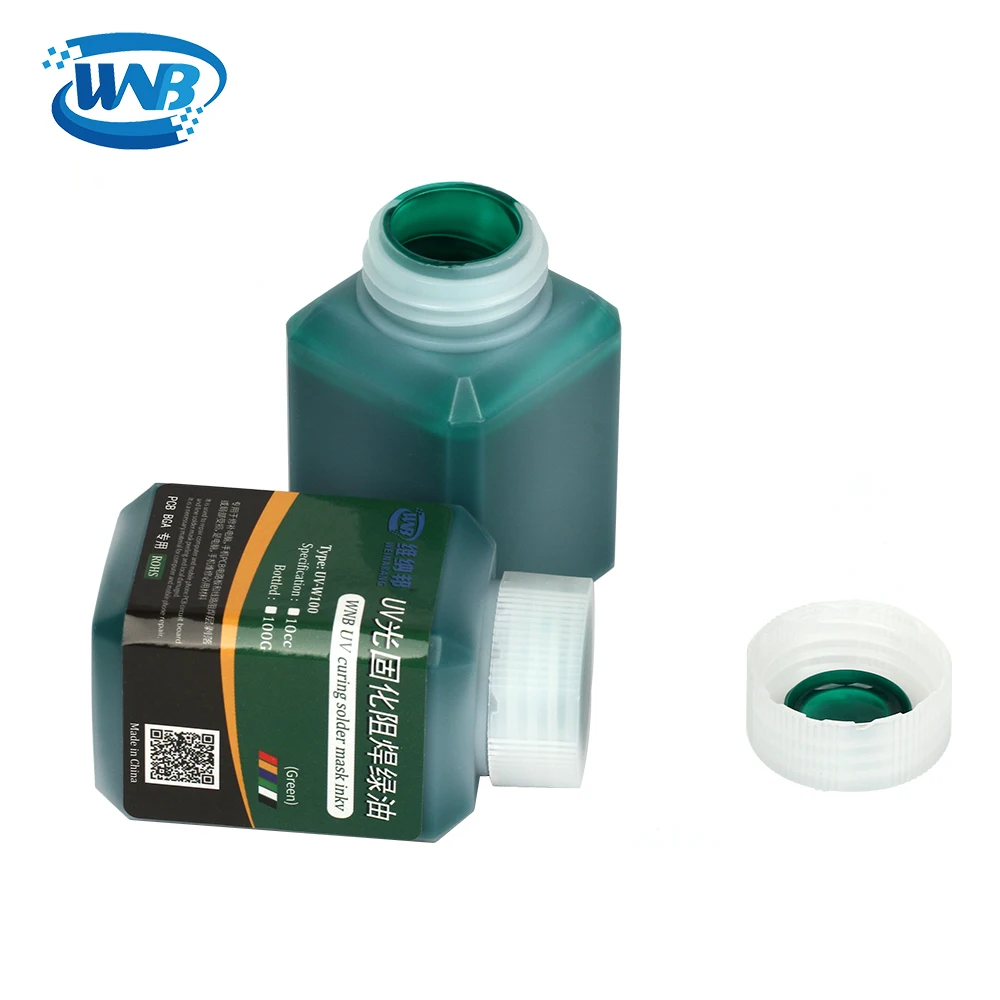 WNB 10ML maschera per saldatura UV a olio verde BGA PCB vernice prevenire l'arco corrosivo pasta per saldatura inchiostri per flusso spazzola in Nylon morbido 9 LED luce