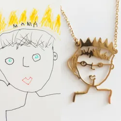 Customized Children's Drawing Necklace Kid's Art Personalized Pictures Draw Custom Design Name Logo For Kids Mom Family Gifts
